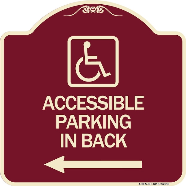 Accessible Parking on Left Arrow W/ Graphic Heavy-Gauge Aluminum Sign, 18" x 18", BU-1818-24356